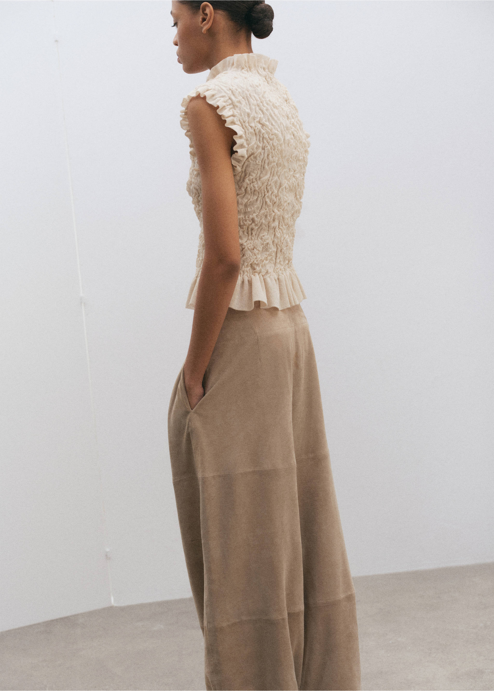 Top texturé maille - Verso de l’article, Écru. Ref: 27035841-00.