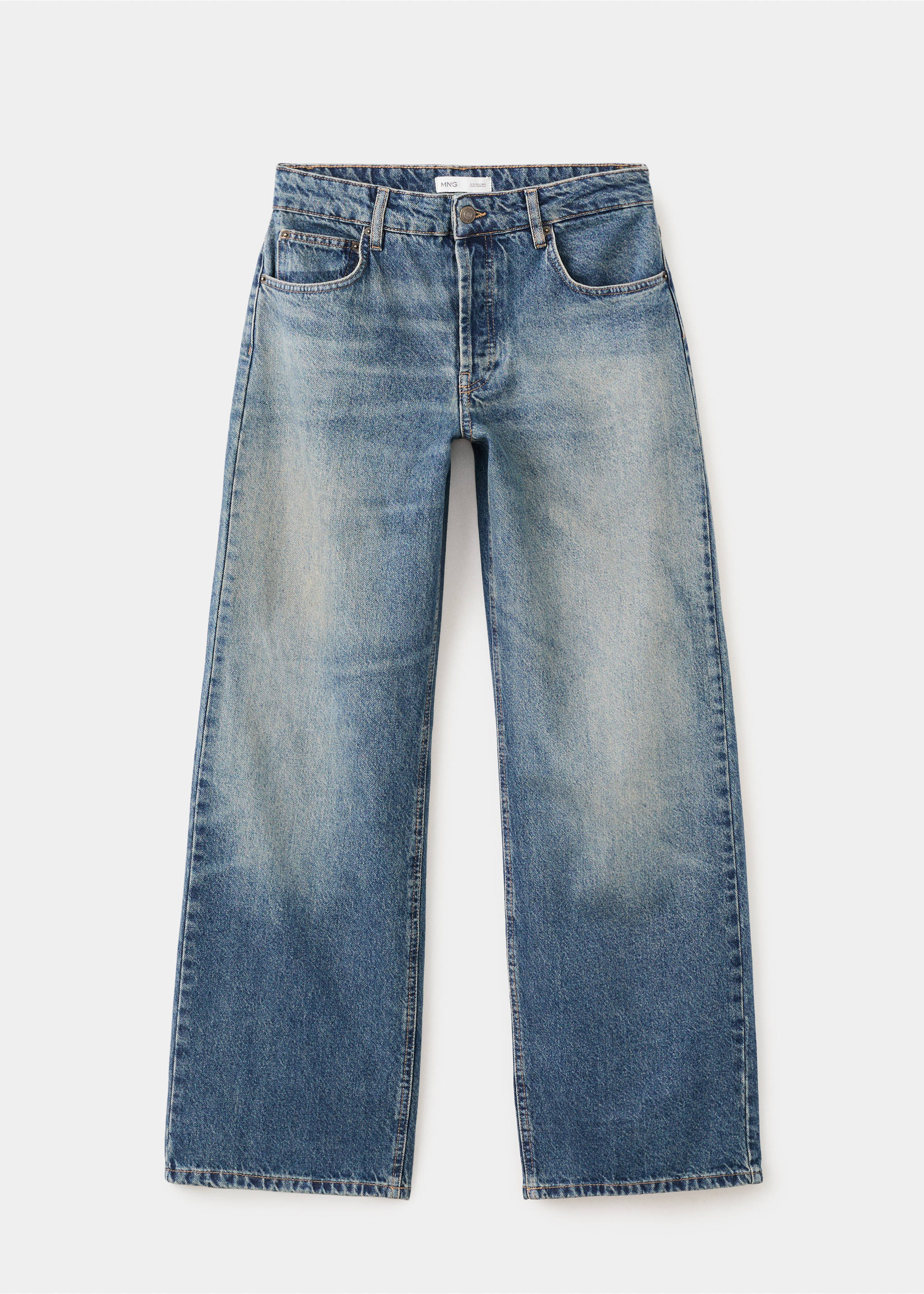 Jean droit taille basse - Article sans modèle, Bleu moyen. Ref: 27035844-00.