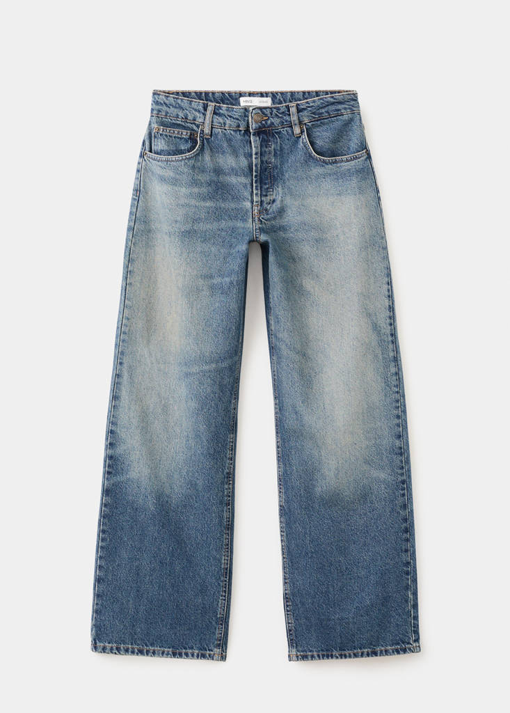 Straight low-waist jeans — Medium Blue