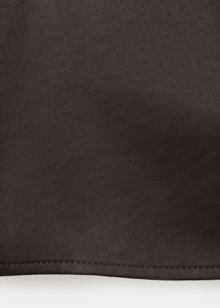 High collar satin blouse — Chocolate