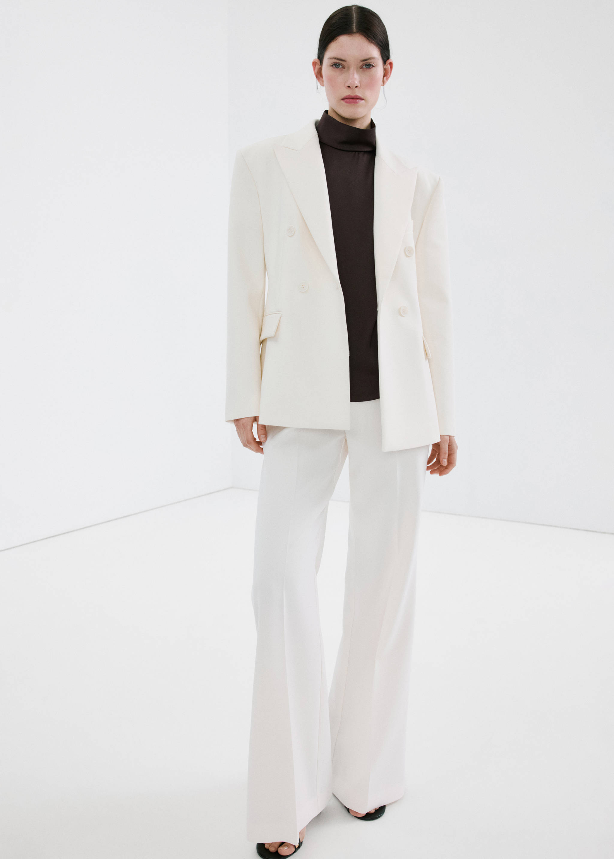 High collar satin blouse - General plane