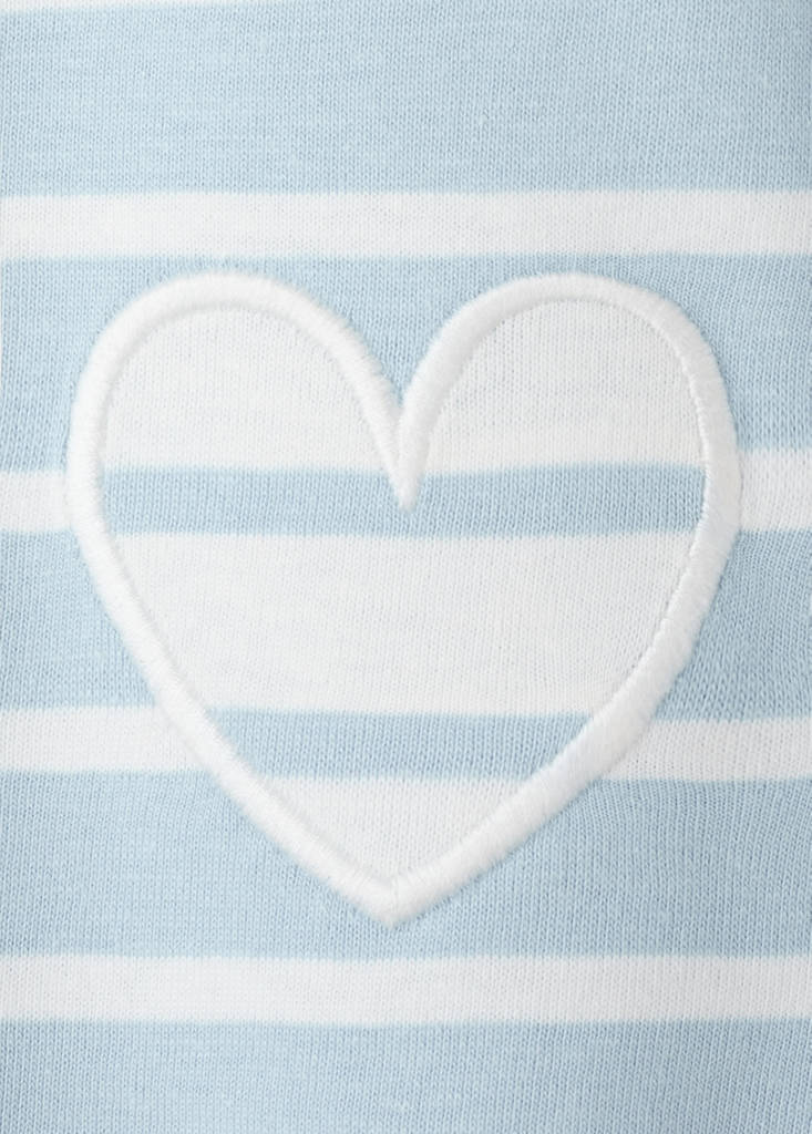 Striped t-shirt with embroidered detail — Sky Blue