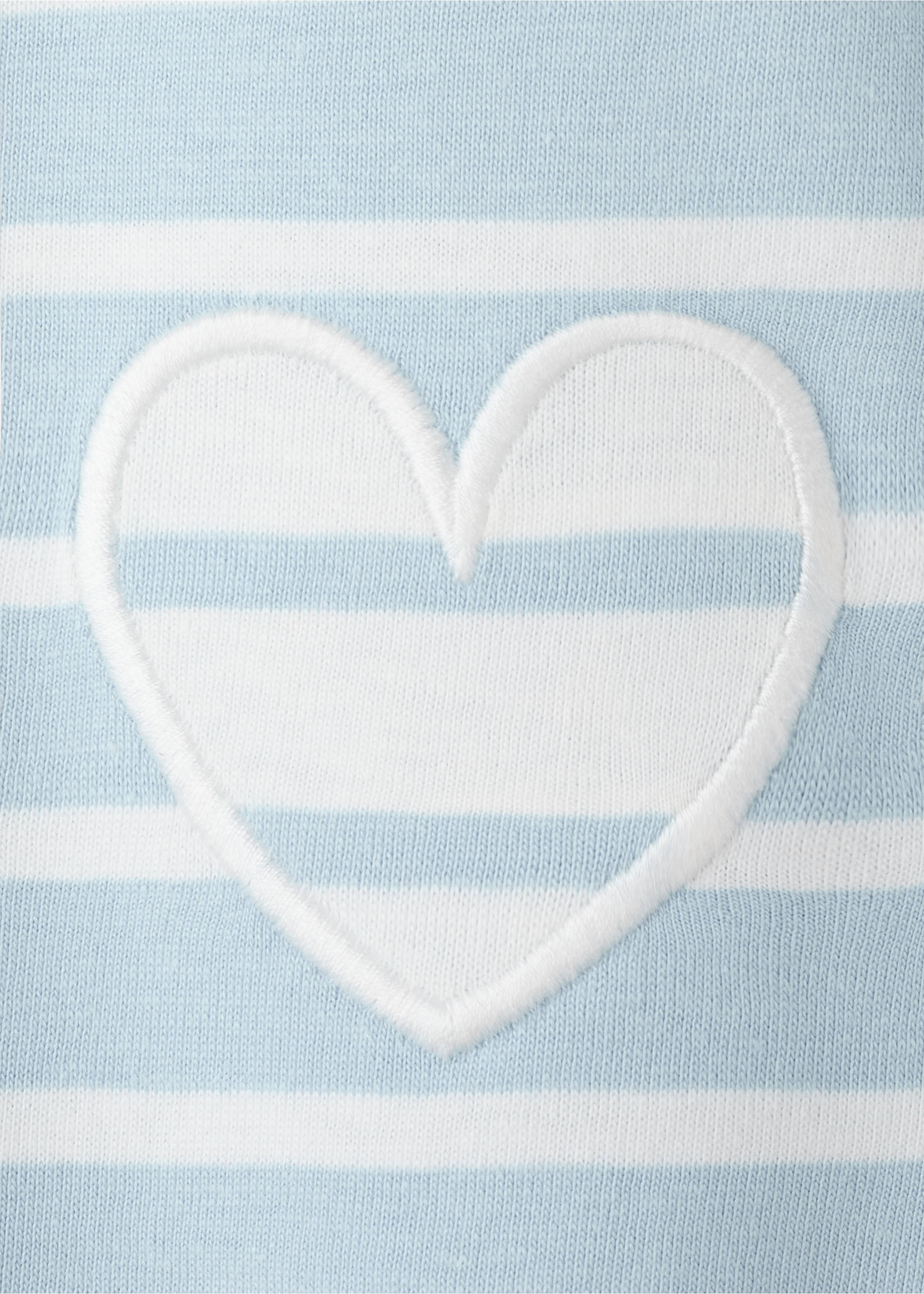 Striped T-shirt with floral embroidery - Details of the article 8, Sky Blue. Ref: 27035931-00.