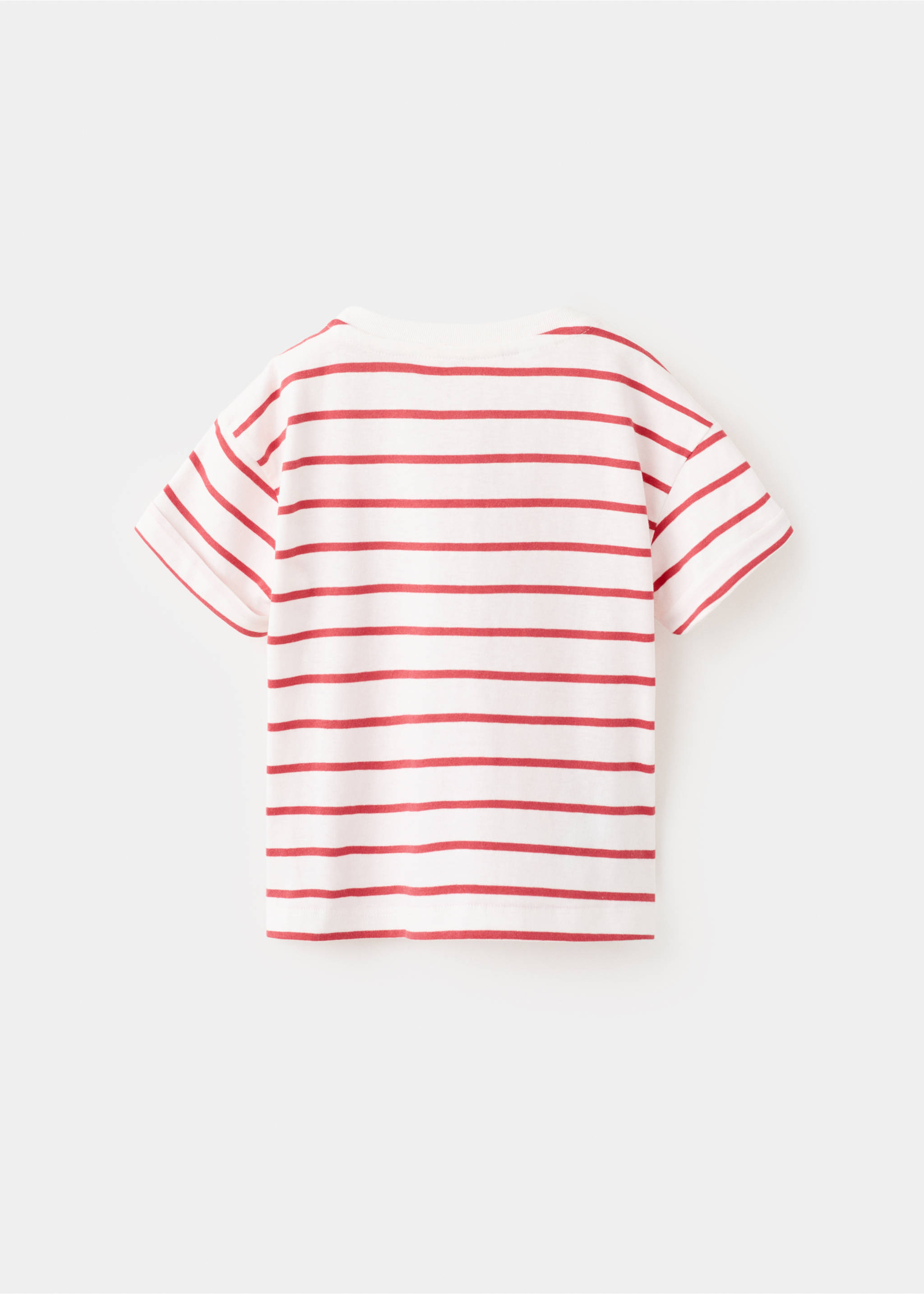 Striped T-shirt with floral embroidery - Reverse of the article, Red. Ref: 27035931-00.