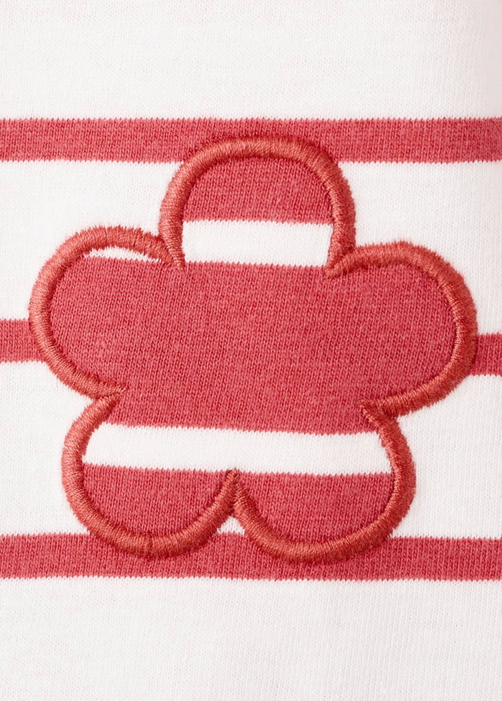 Striped t-shirt with embroidered detail — Red