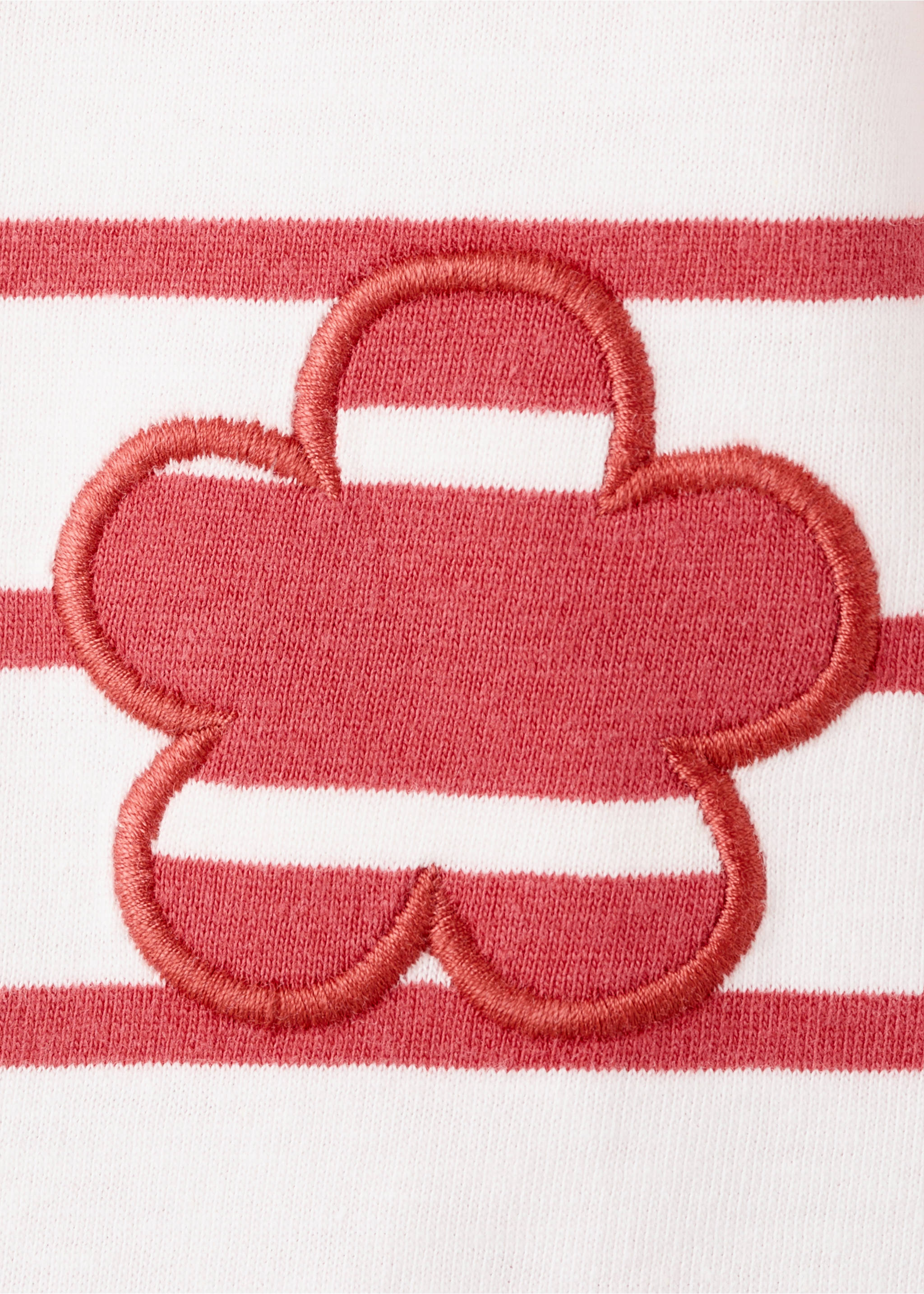 Striped T-shirt with floral embroidery - Details of the article 8, Red. Ref: 27035931-00.