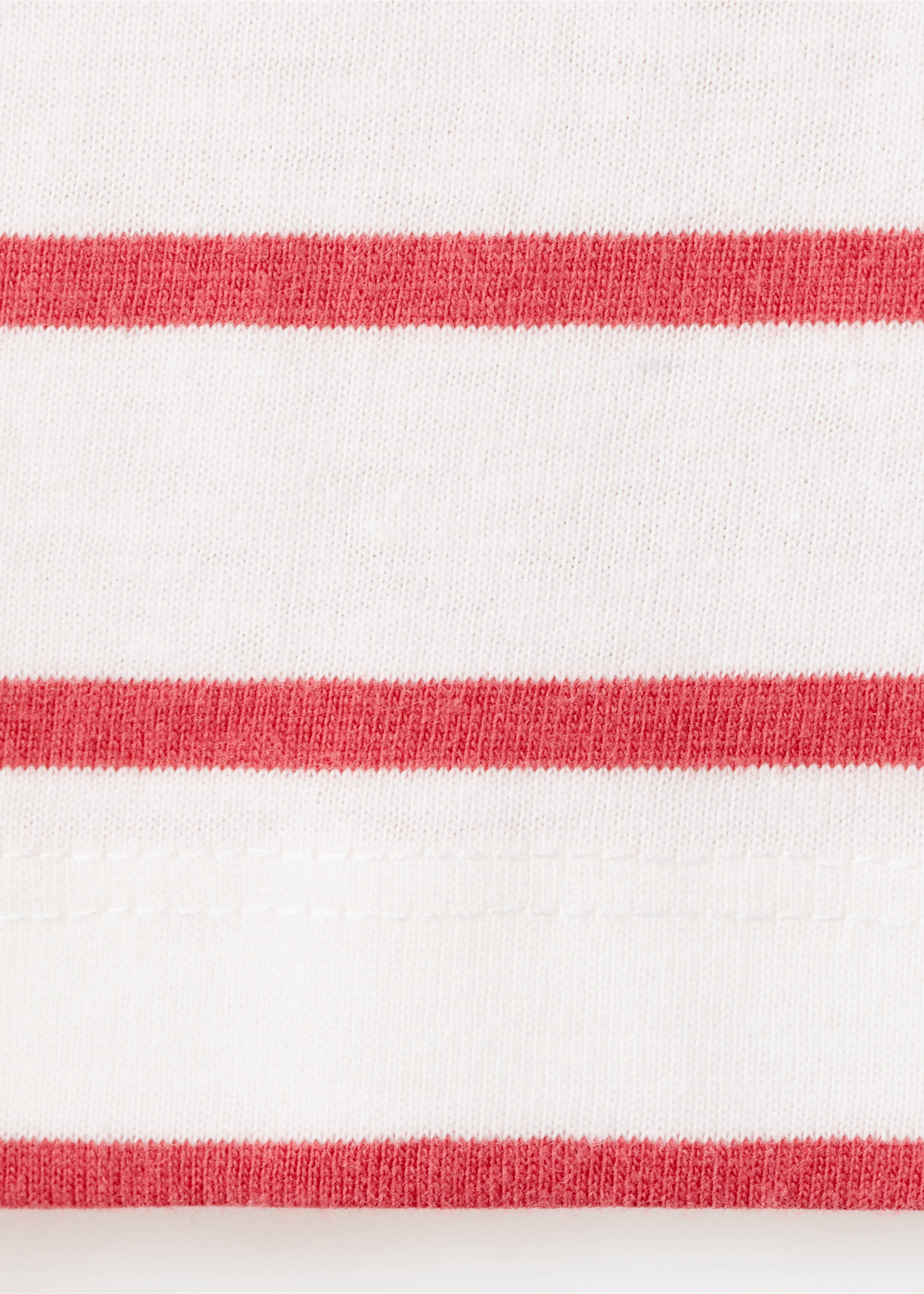 Striped T-shirt with floral embroidery - Details of the article 0, Red. Ref: 27035931-00.