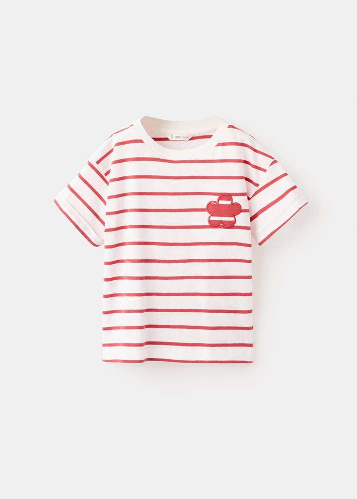 Striped t-shirt with embroidered detail — Red