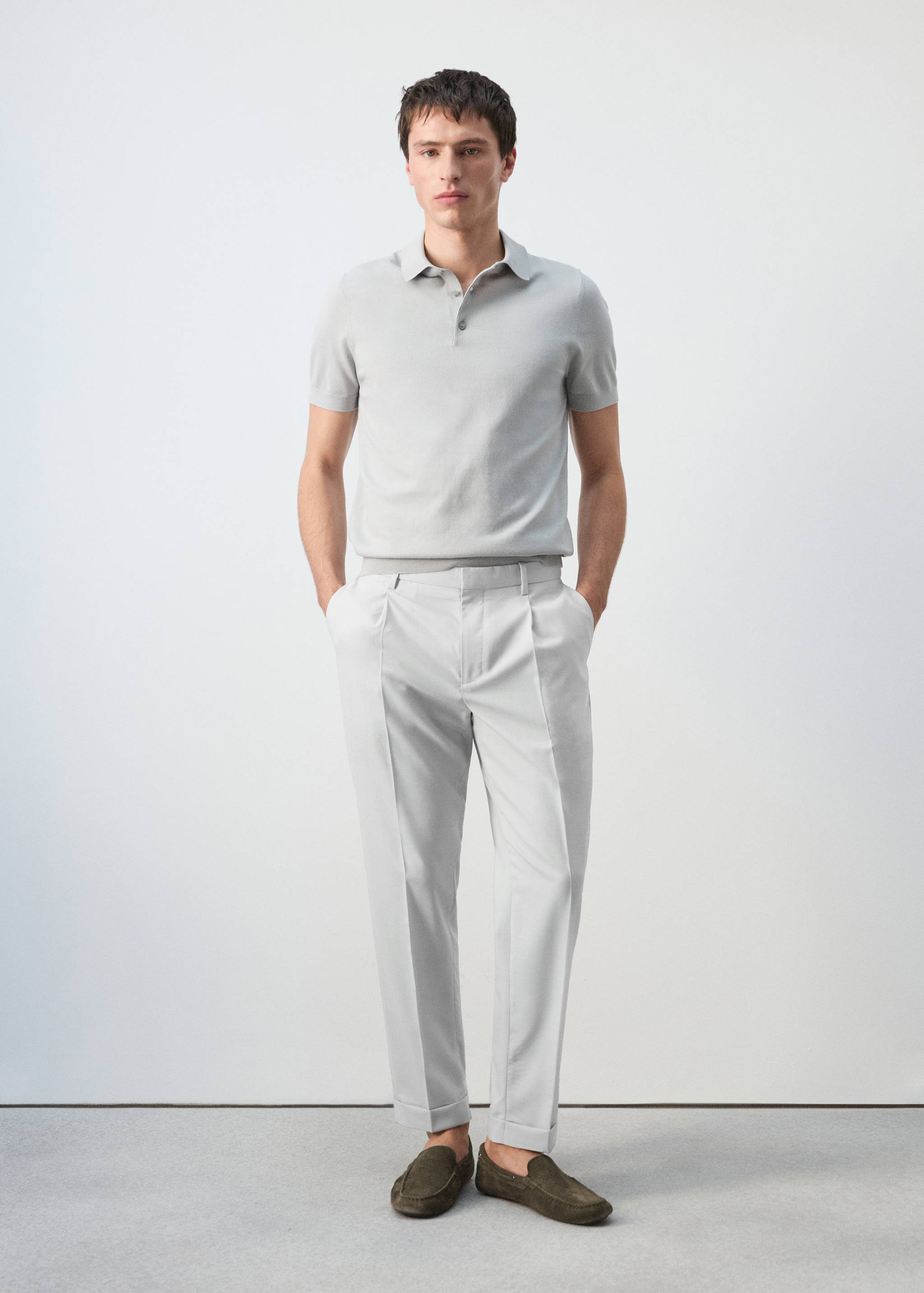 100% virgin wool regular fit trousers - General plane