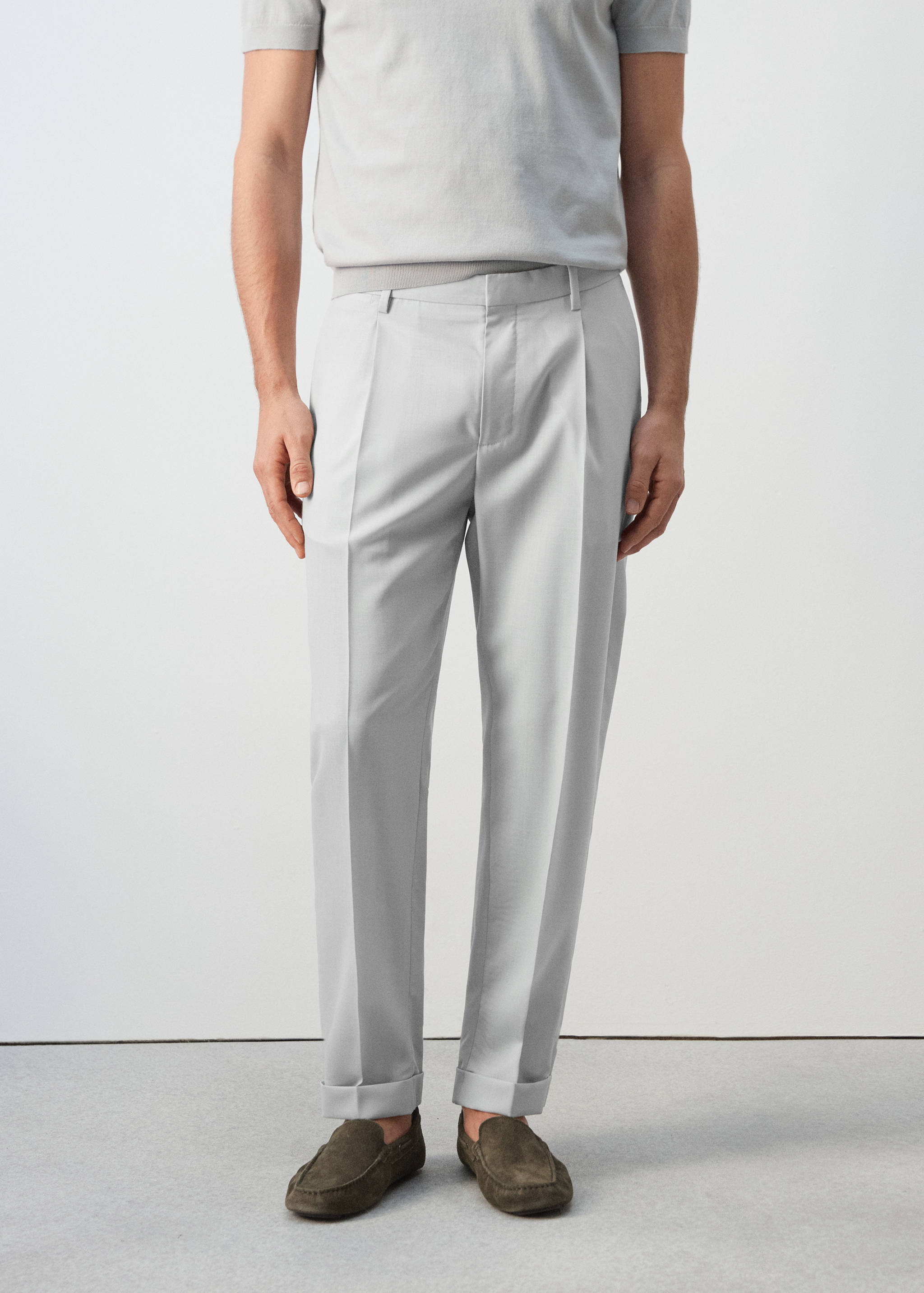 100% virgin wool regular fit trousers - Medium plane