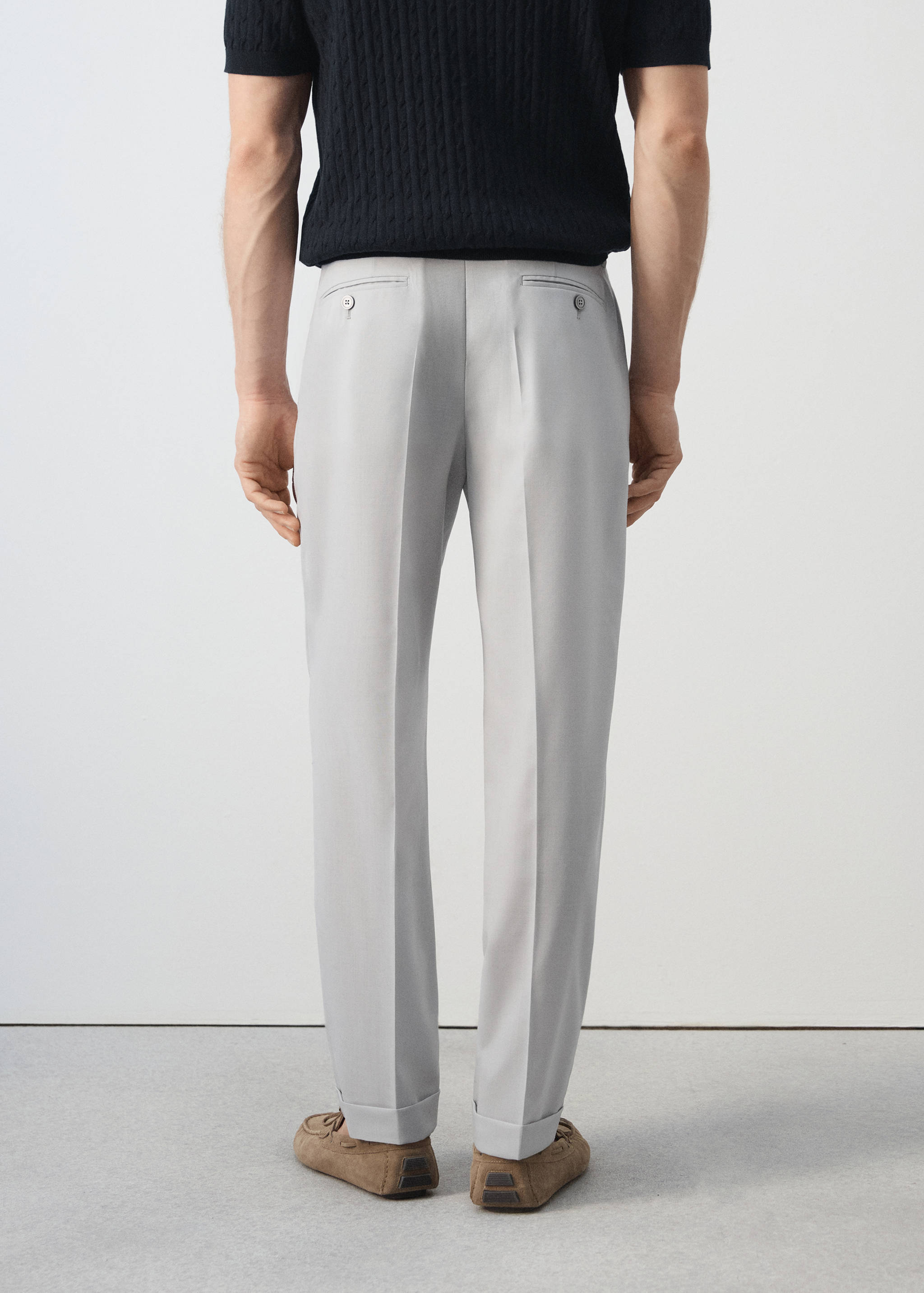 100% virgin wool regular fit trousers - Reverse of the article