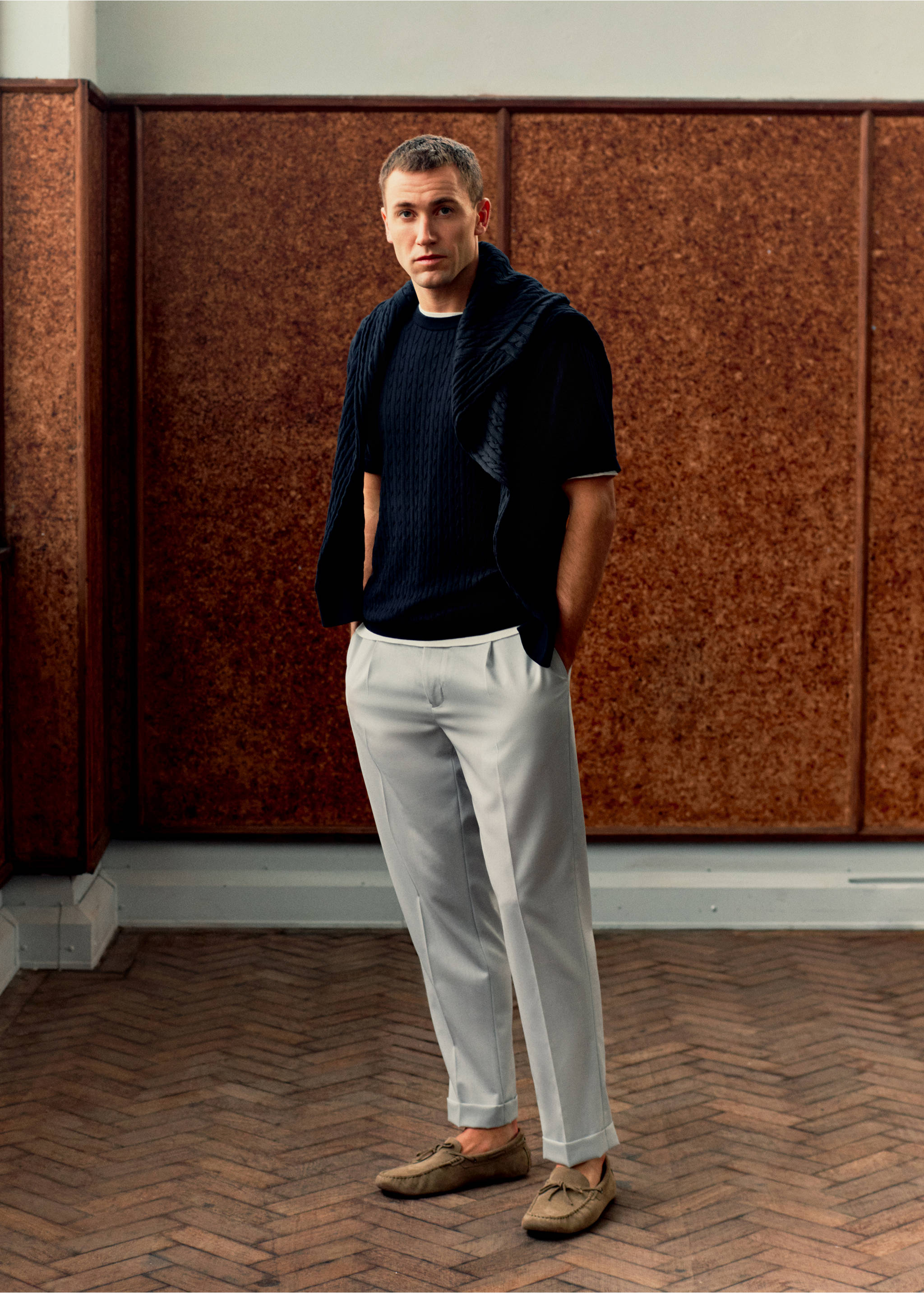 Celana panjang regular fit 100% wol - Rincian barang 5, Abu-abu Heather Terang. Ref: 27035932-01.