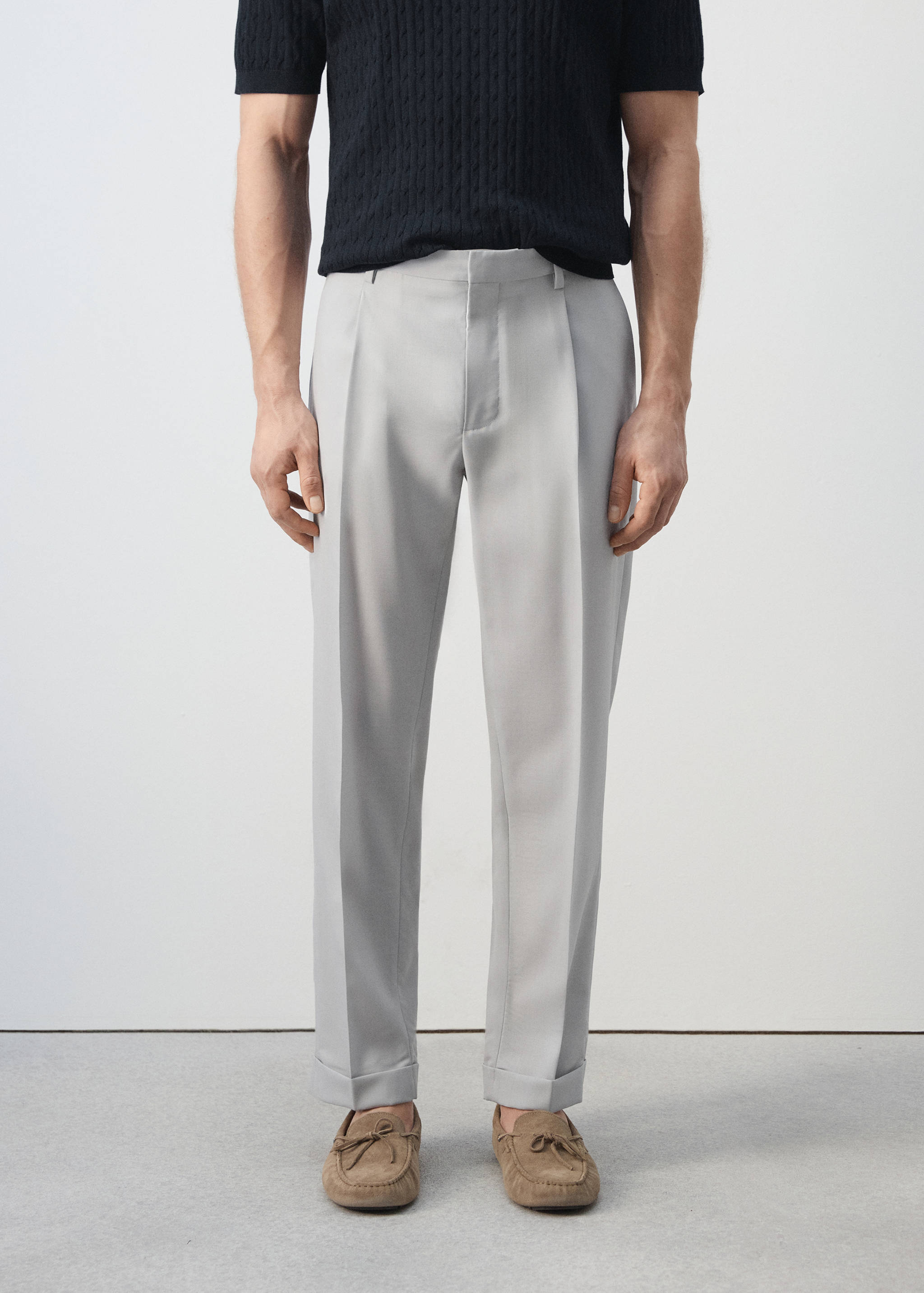 100% virgin wool regular fit trousers - Medium plane