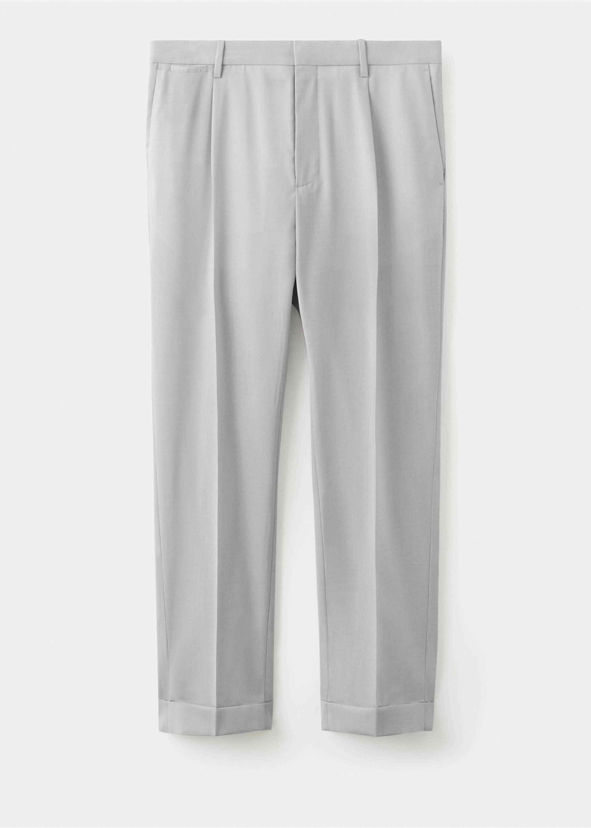 100% virgin wool regular fit trousers - Article without model, Light Heather Grey. Ref: 27035932-02.