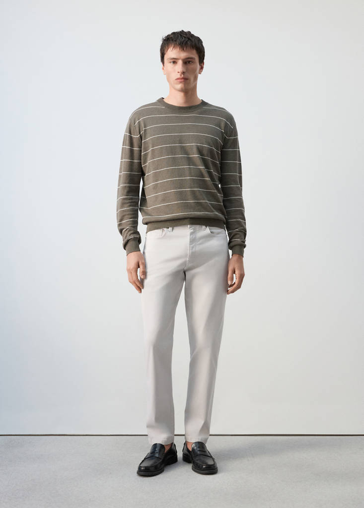 Regular-fit 100% cotton trousers — Ice Grey