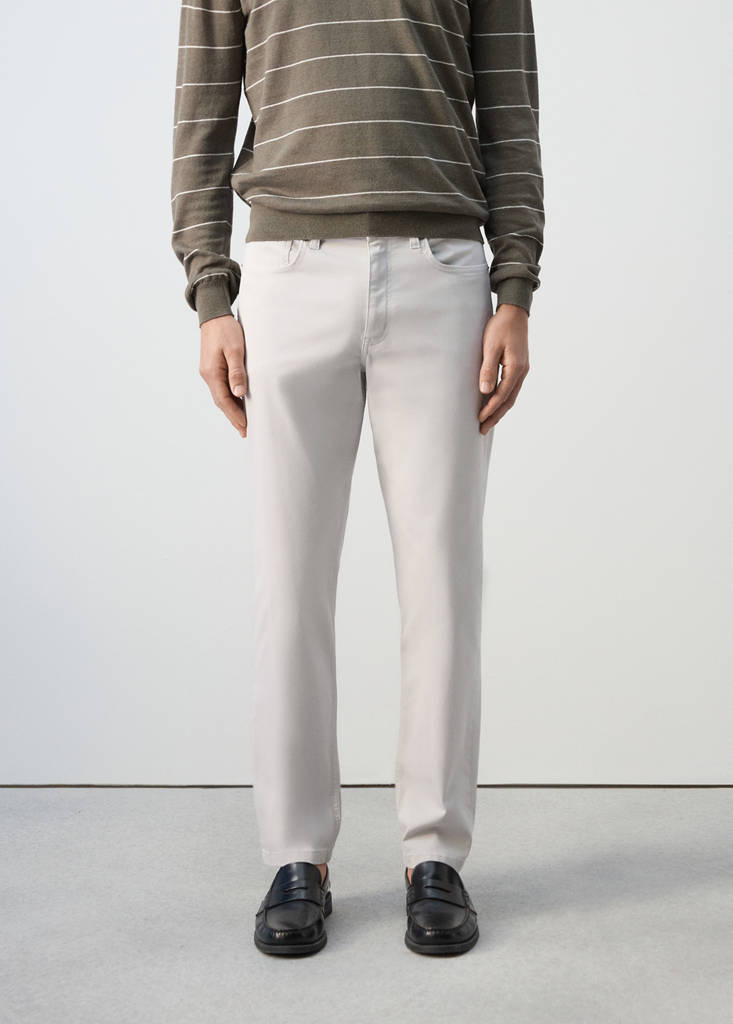 Regular-fit 100% cotton trousers — Ice Grey