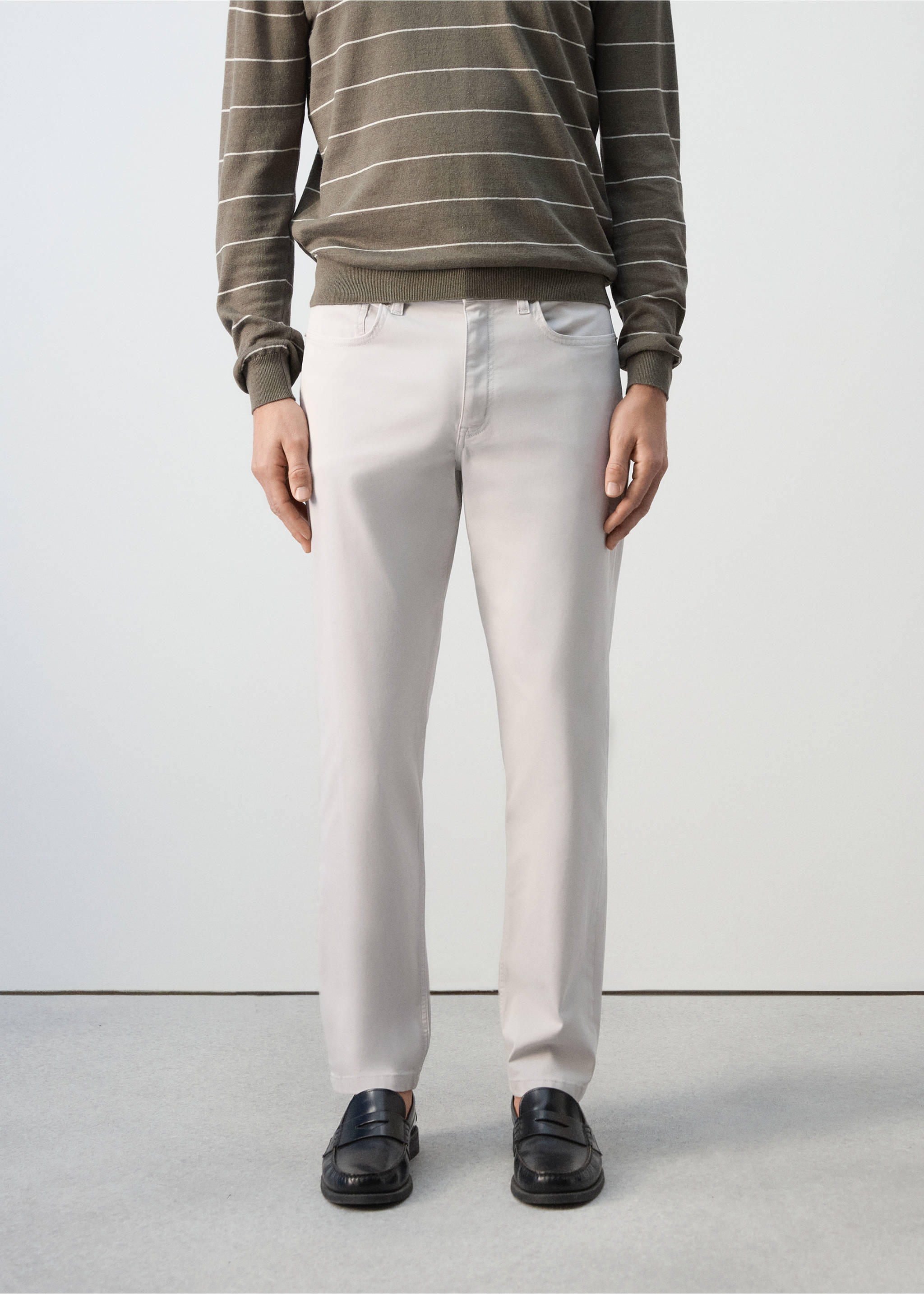 Pantalons regular fit 100% cotó - Pla mig, Gris gel. Ref: 27035935-00.