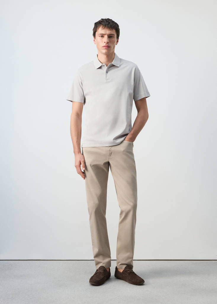 Regular-fit 100% cotton trousers — Beige