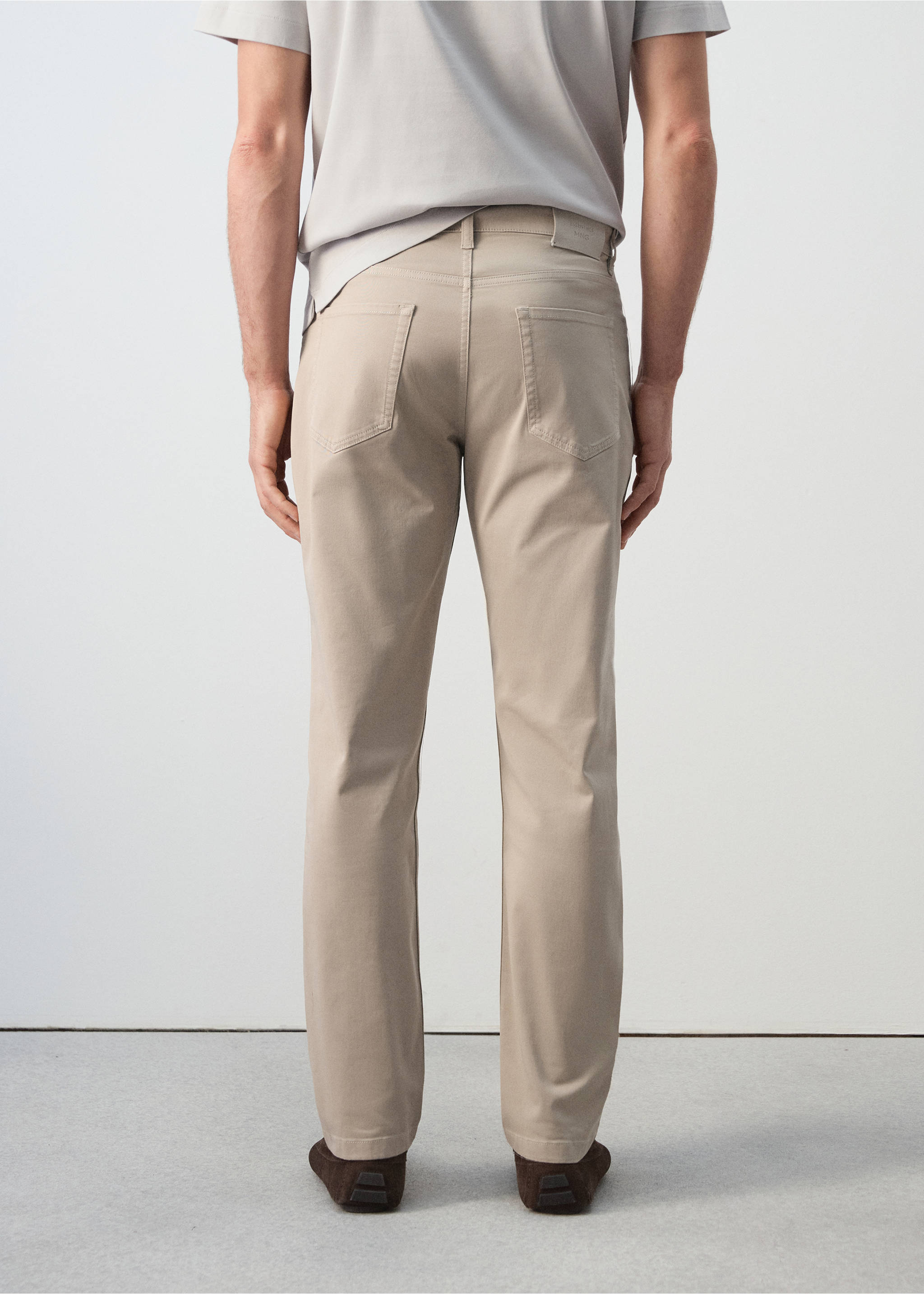 Pantalons regular fit 100% cotó - Revers de l'article, Beige. Ref: 27035935-00.