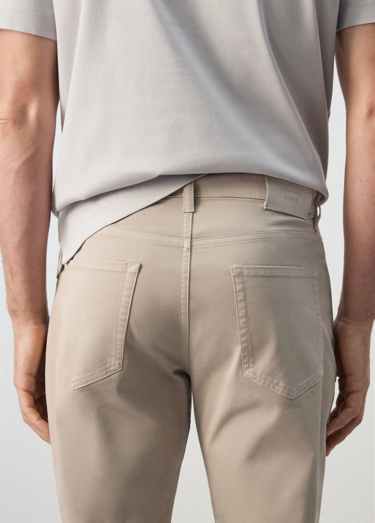 Regular-fit 100% cotton trousers — Beige