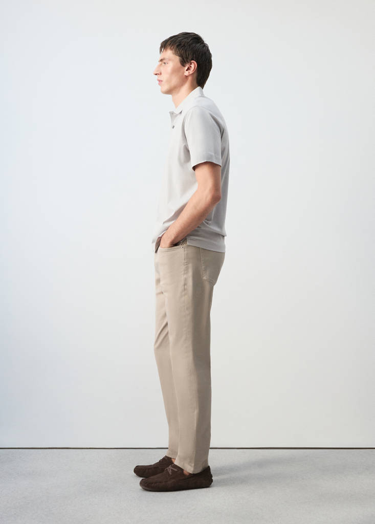 Regular-fit 100% cotton trousers — Beige