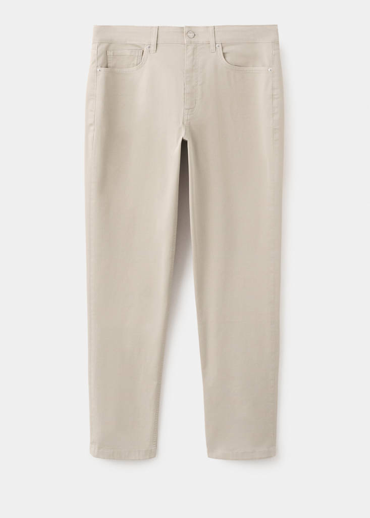 Regular-fit 100% cotton trousers — Beige
