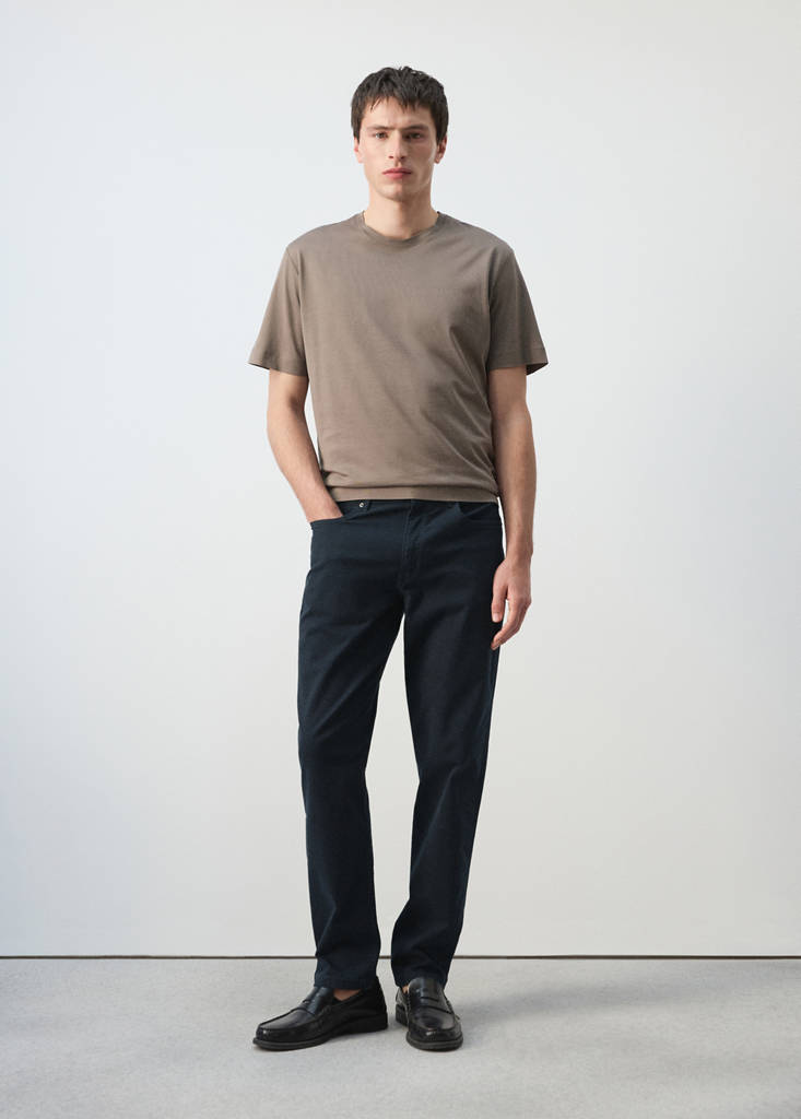 Regular-fit 100% cotton trousers — Navy