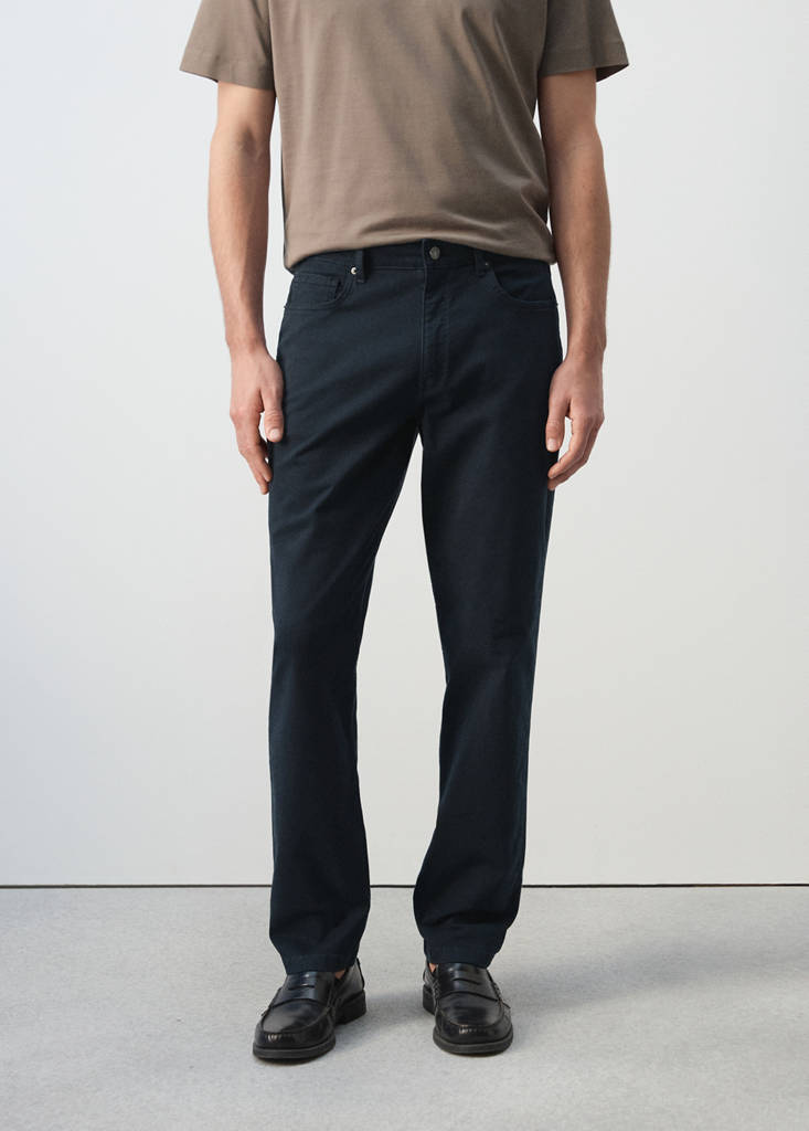 Regular-fit 100% cotton trousers — Navy