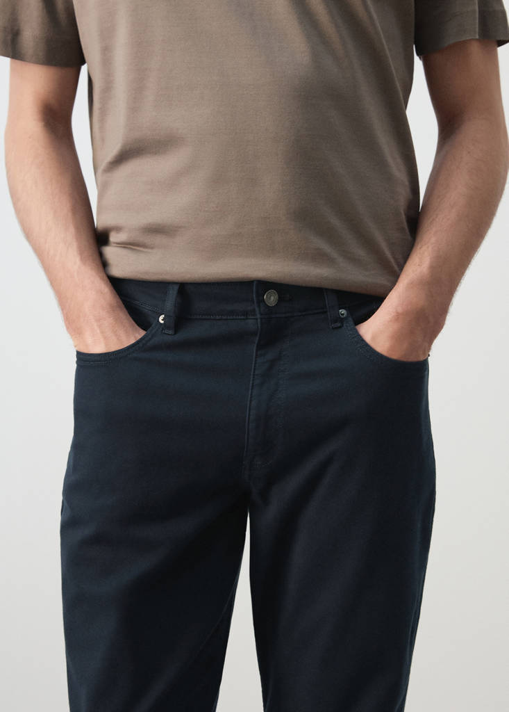 Regular-fit 100% cotton trousers — Navy