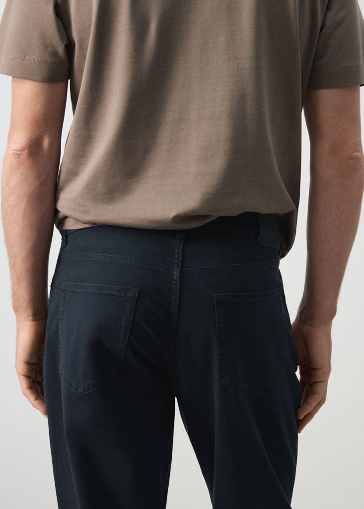 Regular-fit 100% cotton trousers — Navy