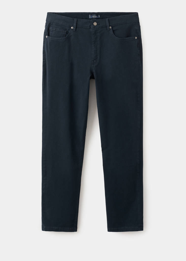 Regular-fit 100% cotton trousers — Navy