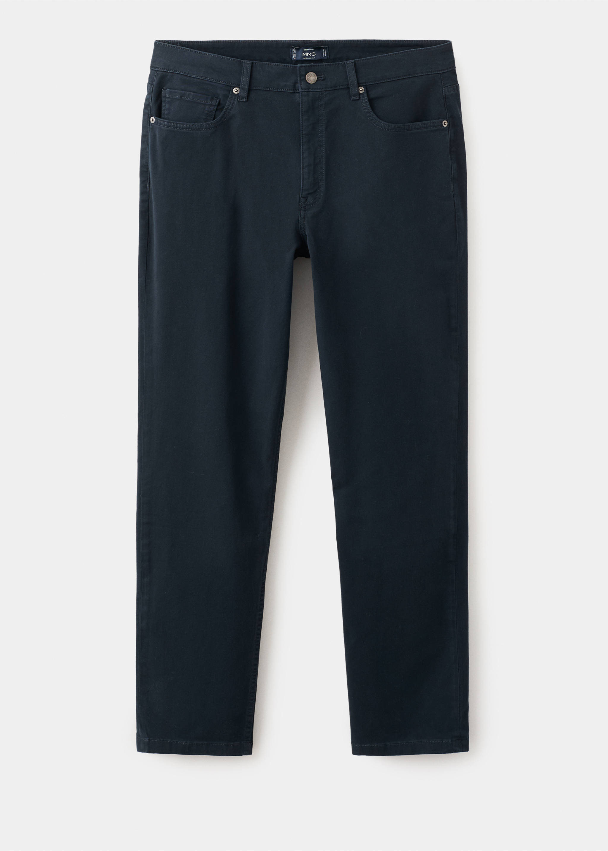 Regular-fit 100% cotton trousers - Article without model, Navy. Ref: 27035935-00.
