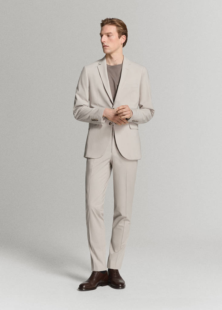 Stretch fabric super slim-fit suit trousers — Ecru