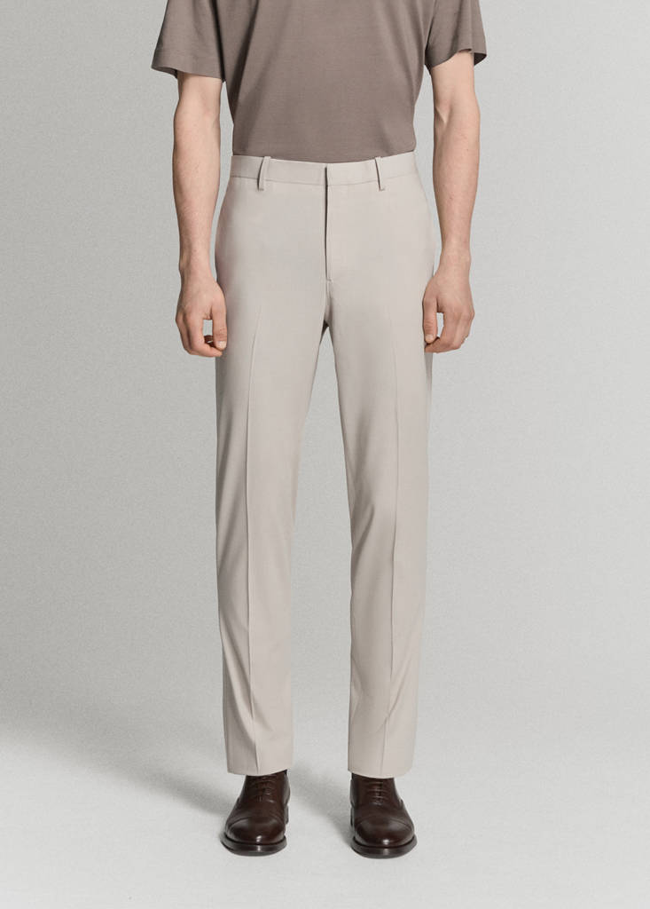 Stretch fabric super slim-fit suit trousers — Ecru