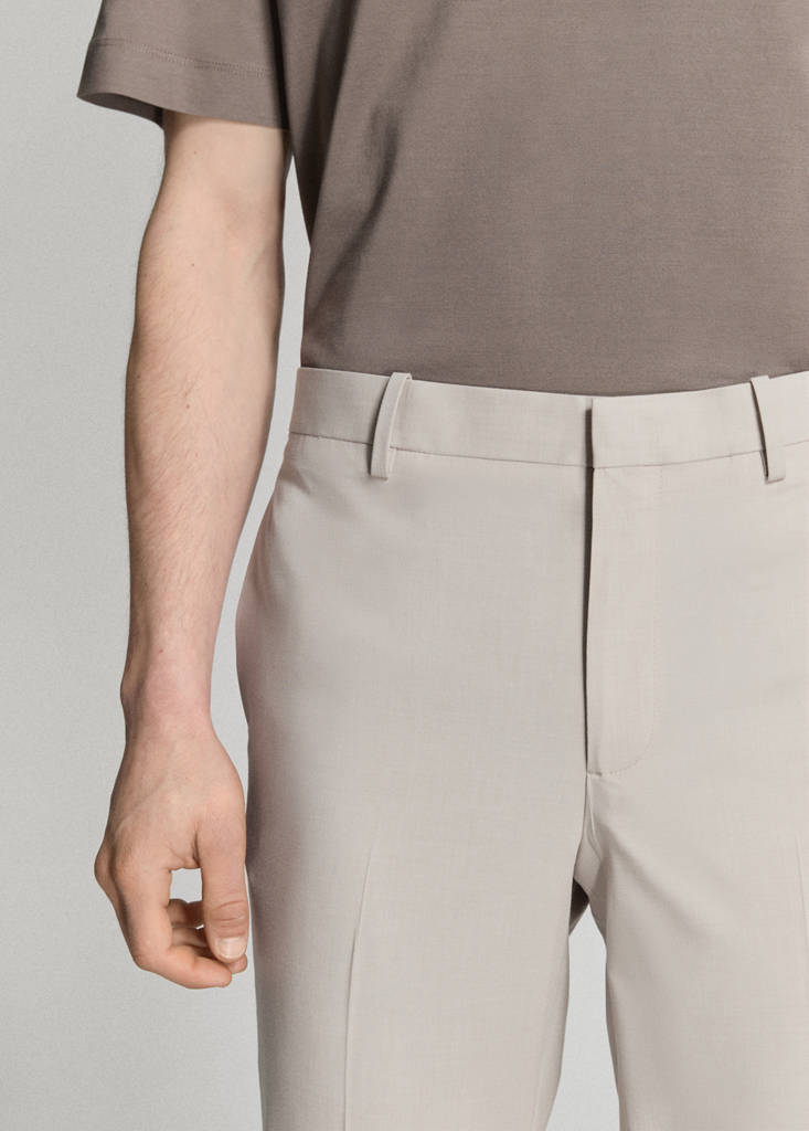 Stretch fabric super slim-fit suit trousers — Ecru