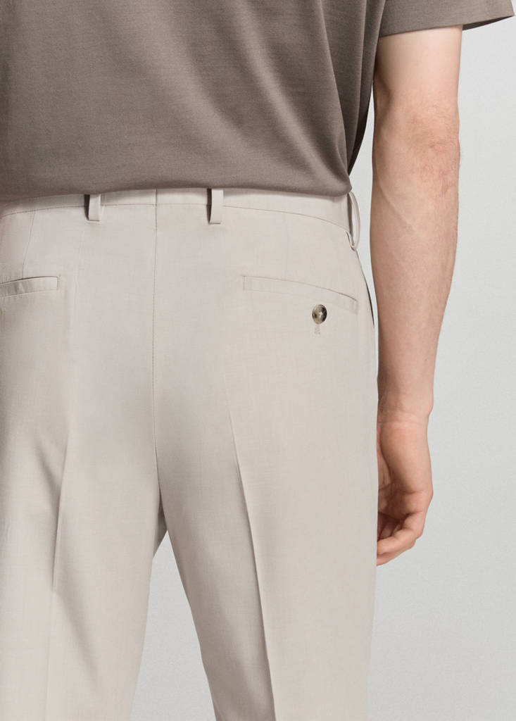 Stretch fabric super slim-fit suit trousers — Ecru