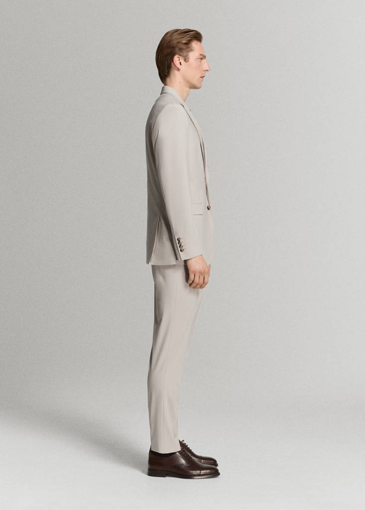 Stretch fabric super slim-fit suit trousers — Ecru