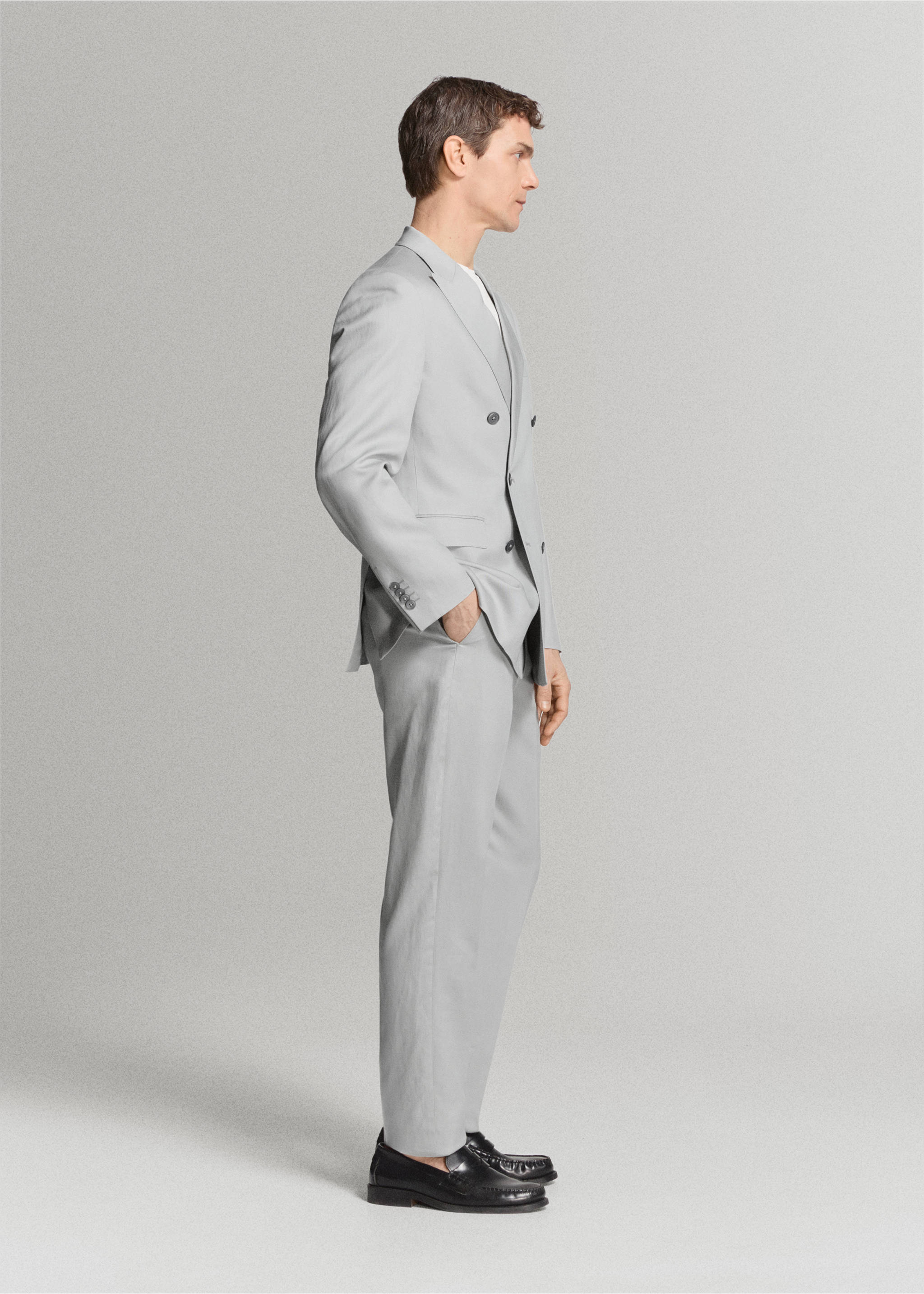 Americana traje Amalfi slim fit cruzada - Detalle del artículo 2, Azul celeste. Ref: 27035937-01.