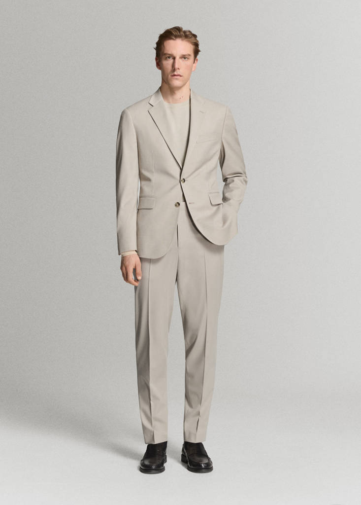Milan slim-fit suit jacket — Beige