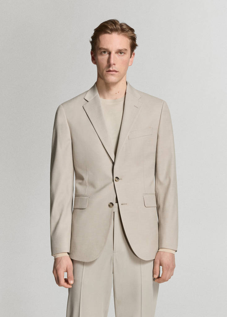 Milan slim-fit suit jacket — Beige