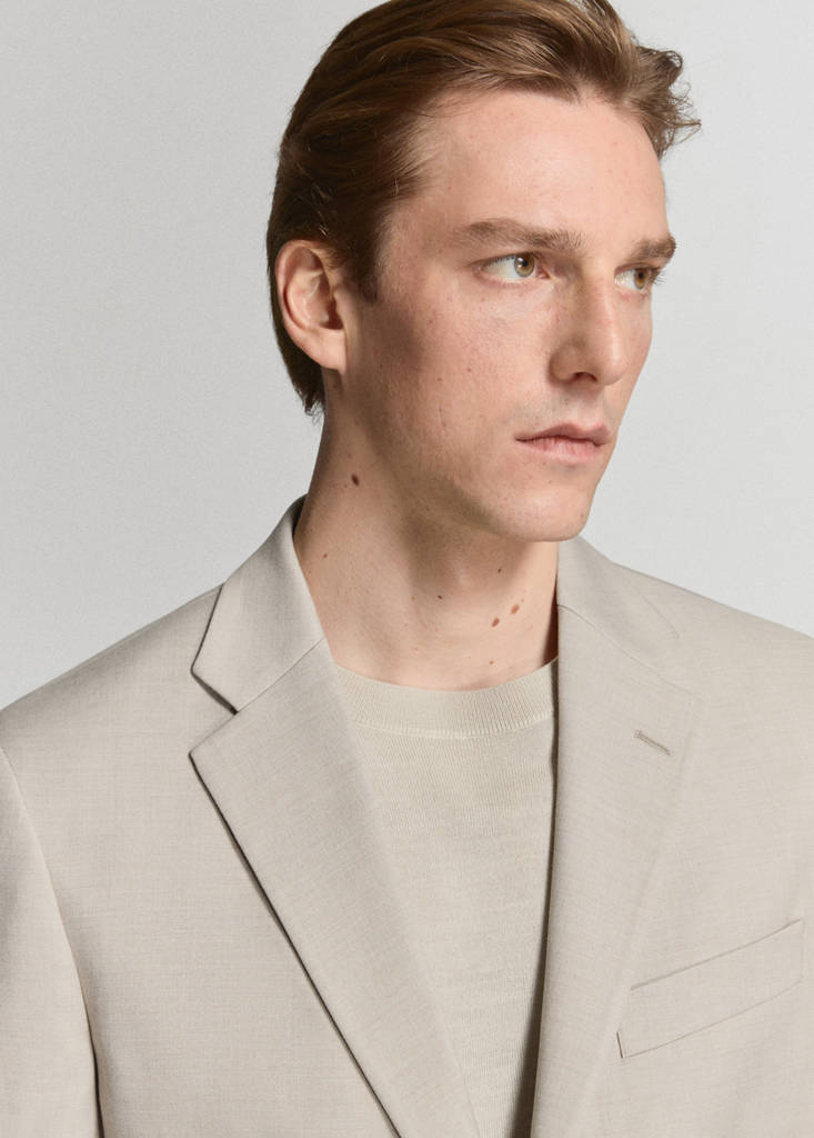 Milan slim-fit suit jacket — Beige