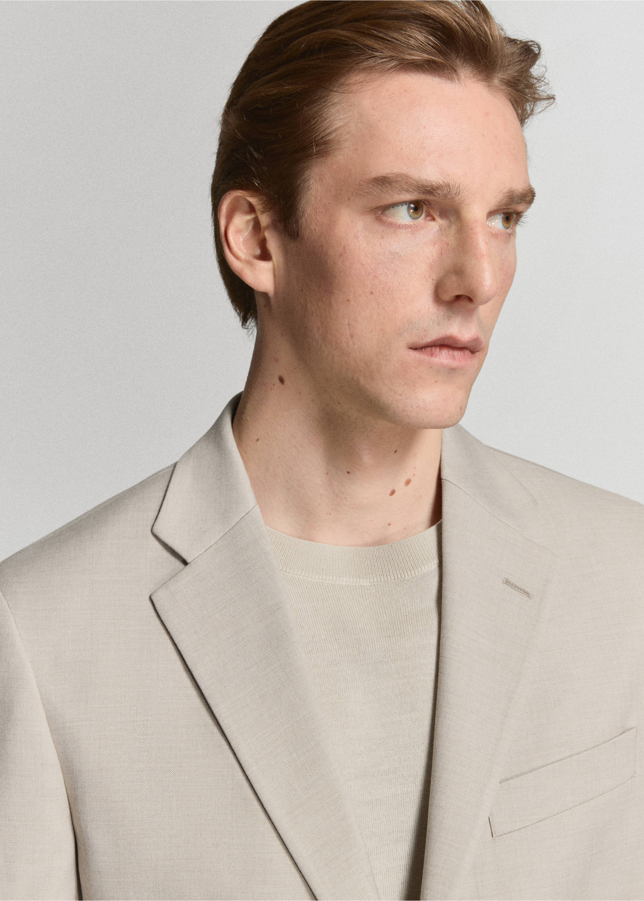 Milan slim-fit suit jacket - Details of the article 1, Beige. Ref: 27035940-00.