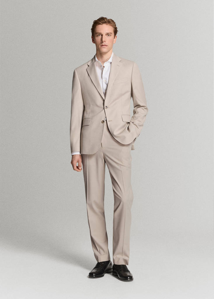 Milan slim-fit suit jacket — Beige