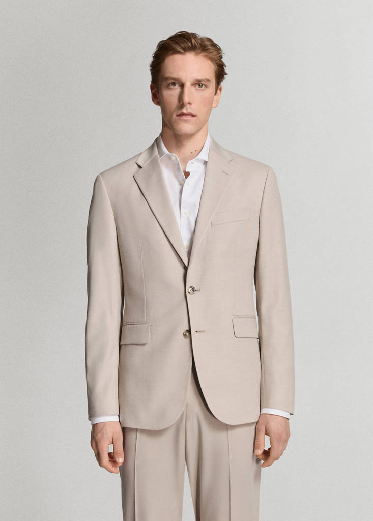 Milan slim-fit suit jacket — Beige