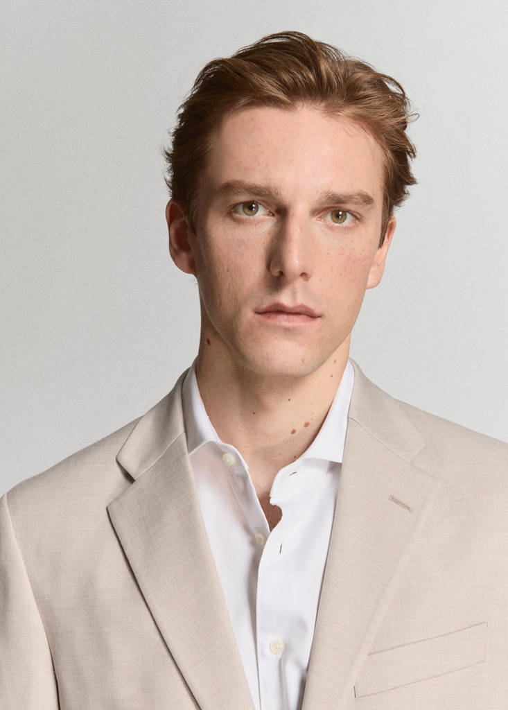 Milan slim-fit suit jacket — Beige