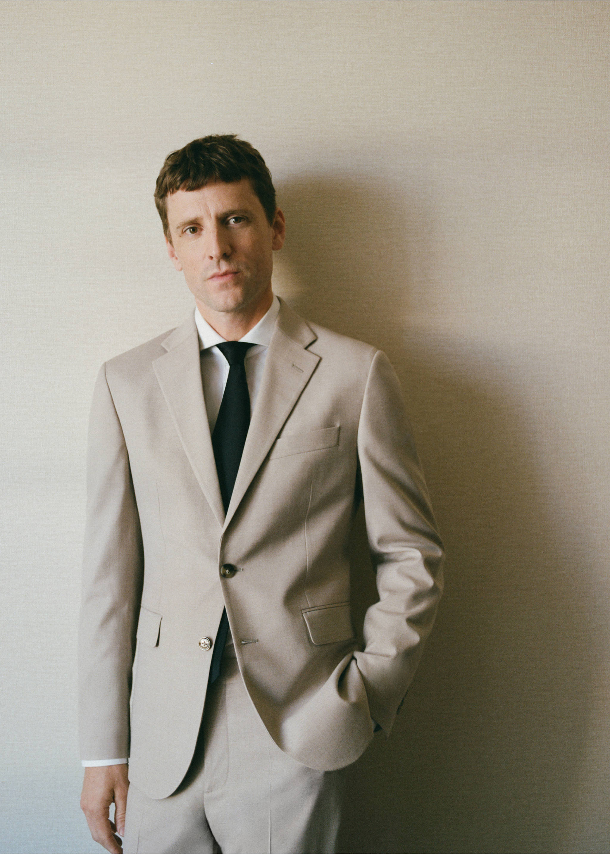 Milan slim-fit suit jacket - Details of the article 7, Beige. Ref: 27035940-01.