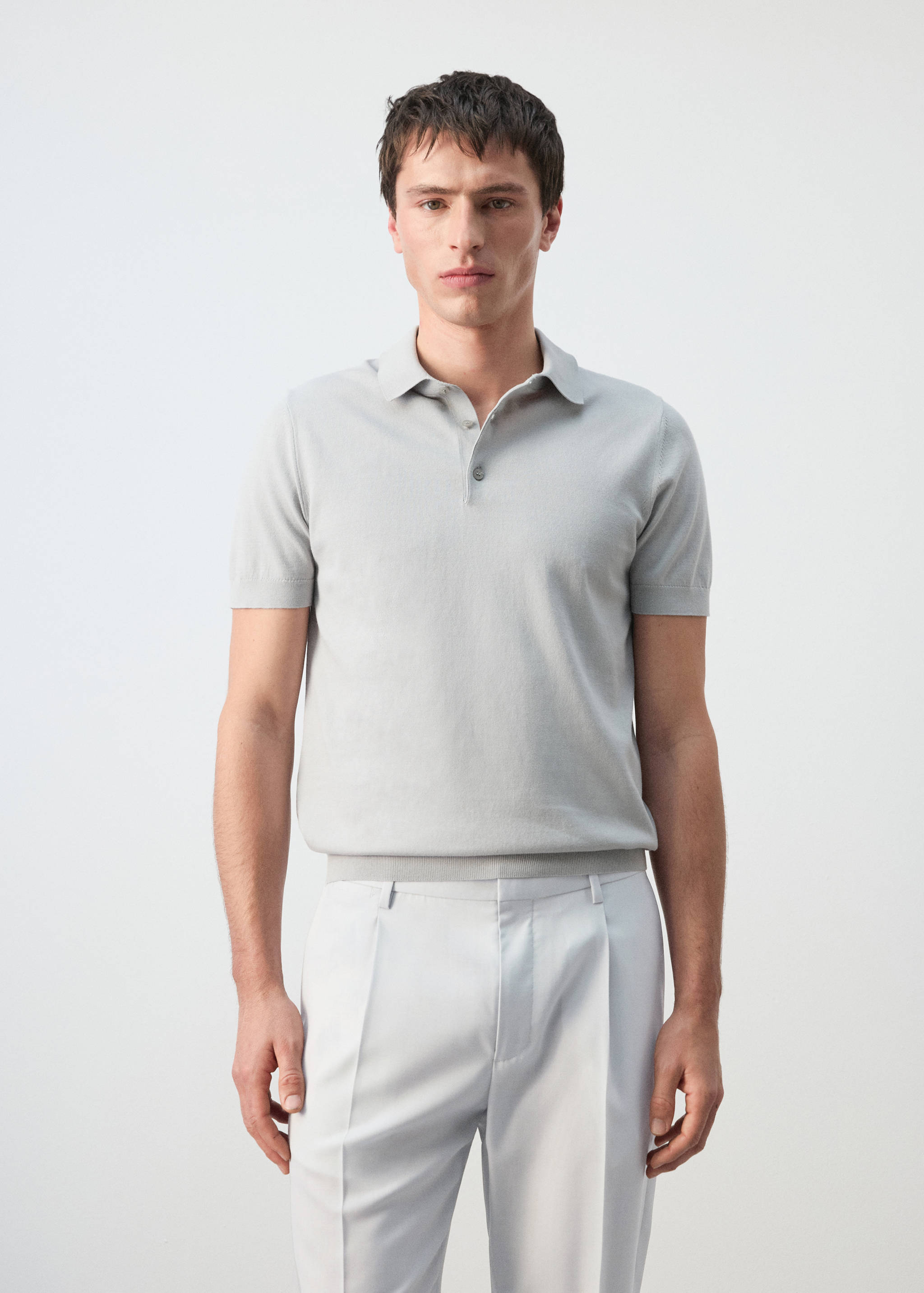 100% cotton fine-knit polo shirt - Medium plane