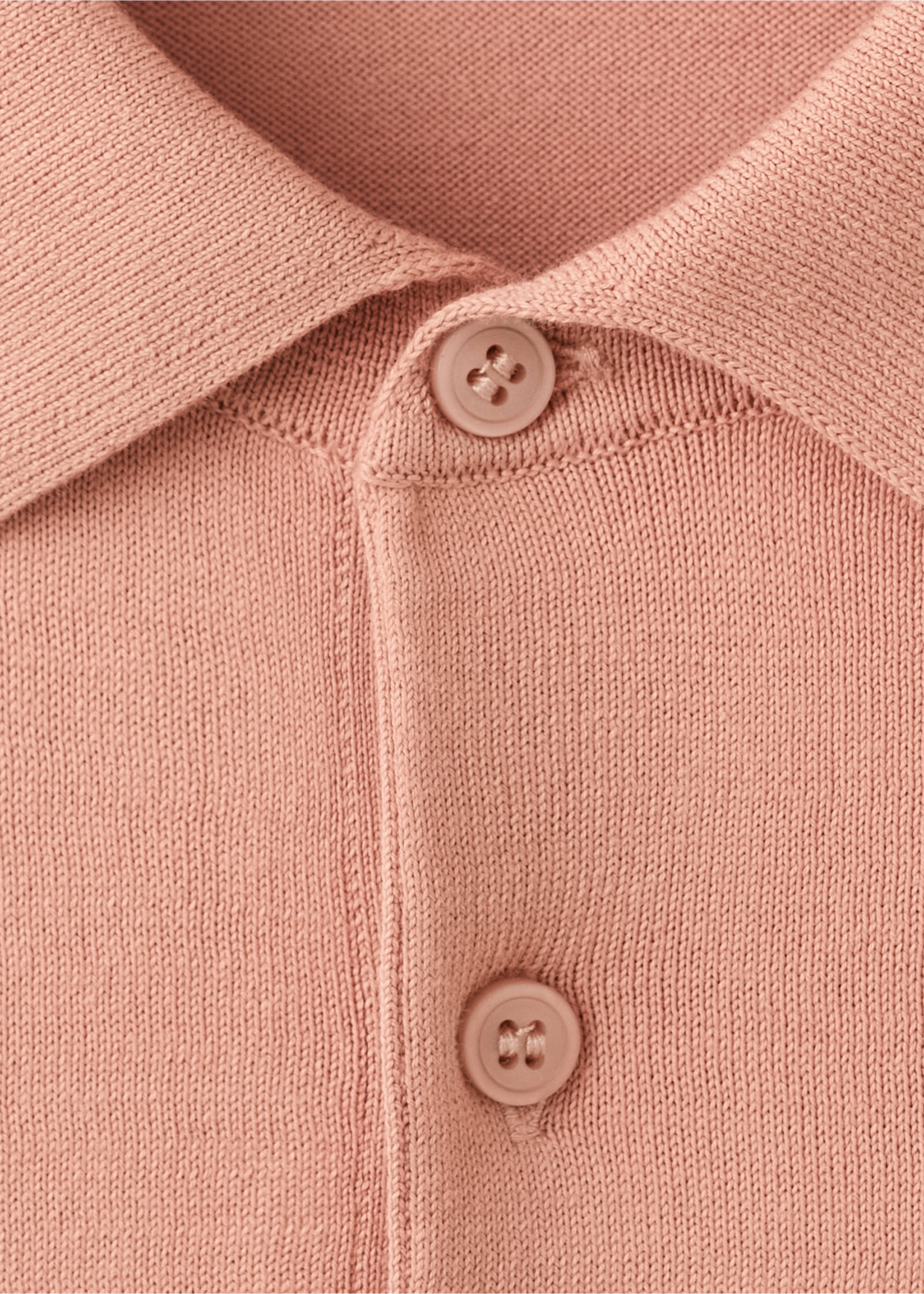 100% cotton fine-knit polo shirt - Details of the article 8, Peach. Ref: 27035945-00.
