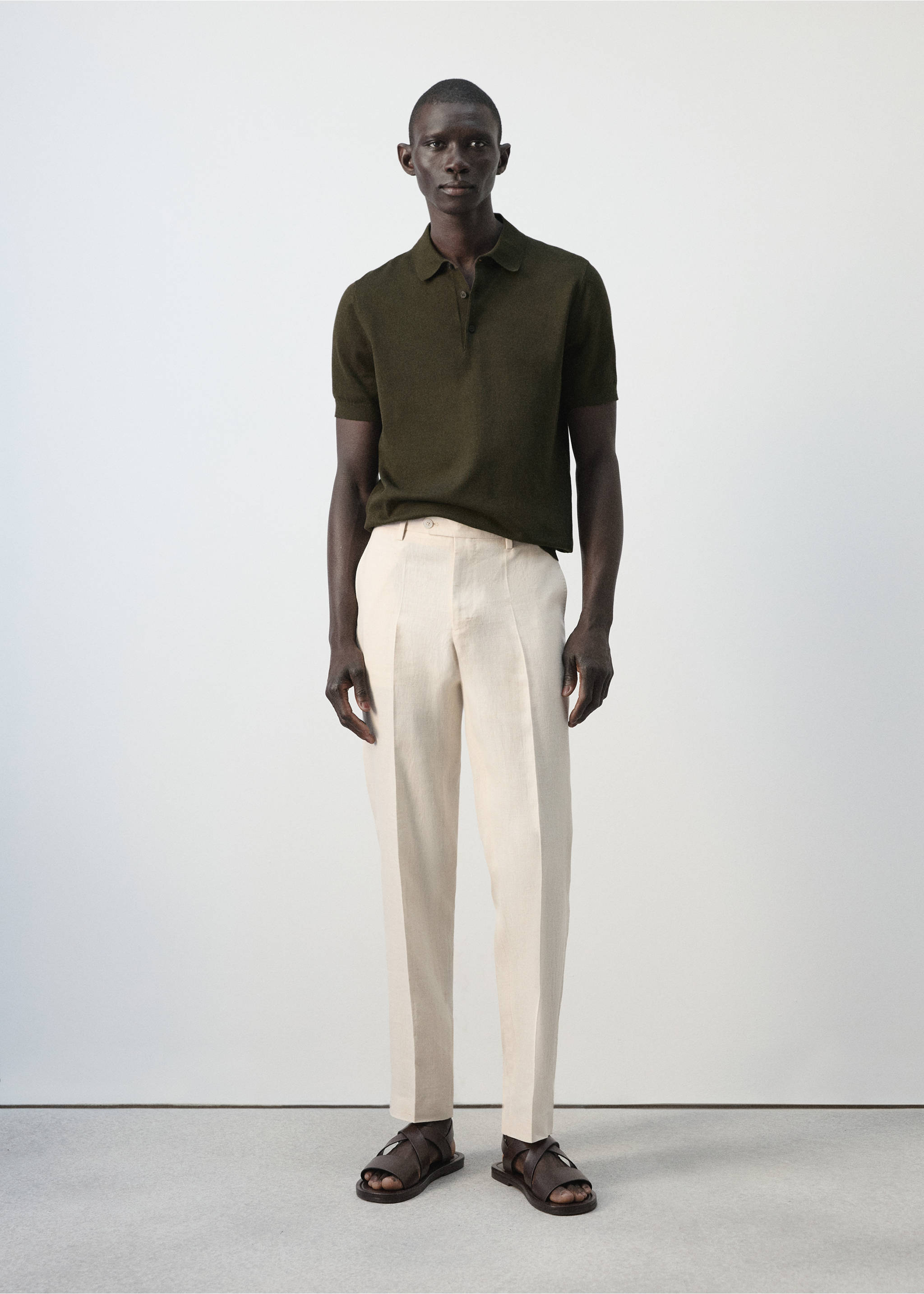 Polo maille fine 100 % coton - Plan général, Chocolat. Ref: 27035945-00.