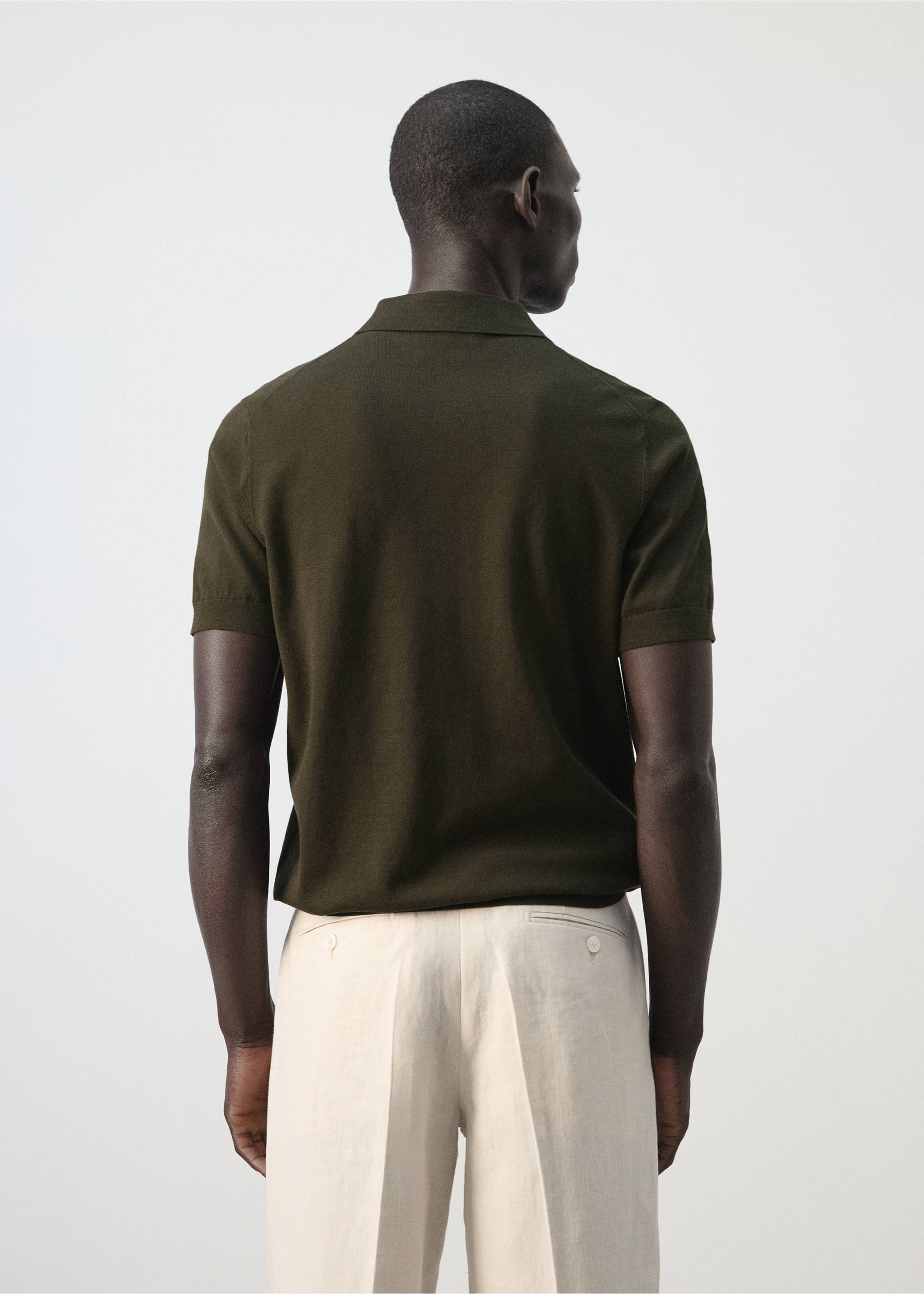 Polo maille fine 100 % coton - Verso de l’article, Chocolat. Ref: 27035945-00.